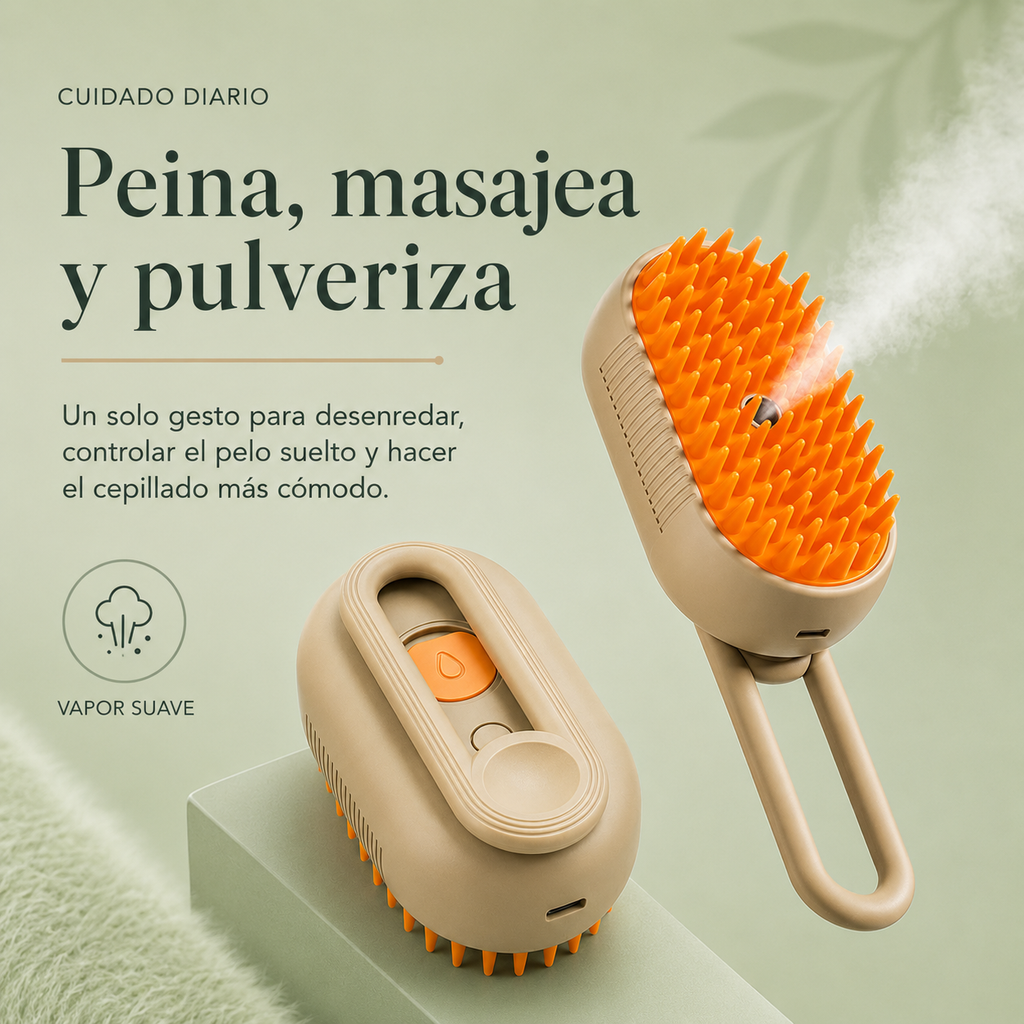 Cepillo de Vapor 3 en 1 para Mascotas