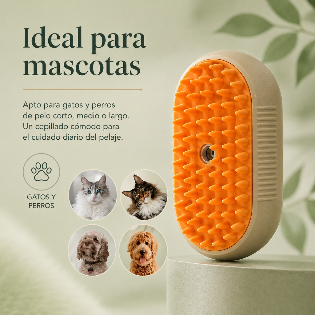 Cepillo de Vapor 3 en 1 para Mascotas